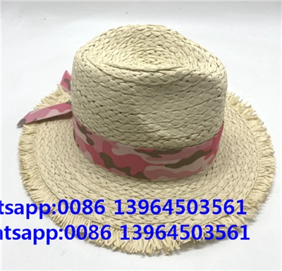 Lajè papye galon handmade pay fanm plaj chapo riban