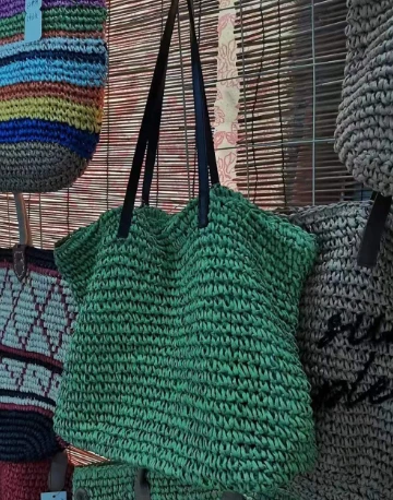 Green Paper Handwoven Ete Paille sak