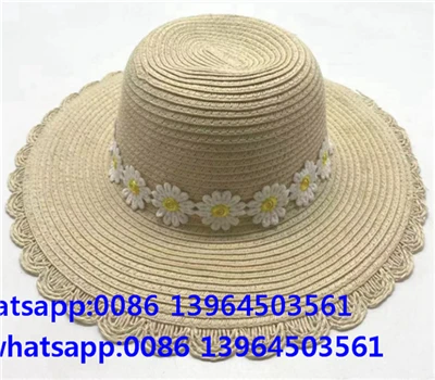 Daisy Riban Wide Brim Trikote Papye Paille Fanm Chapo