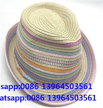 Chapo Paille Fedora ki gen plizyè koulè pou fanm