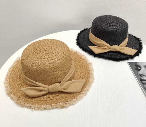Bowknot papye handmade plaj solèy chapo