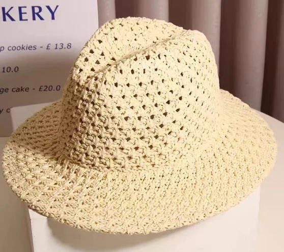 Flower Hollow Handmade Staw fanm chapo
