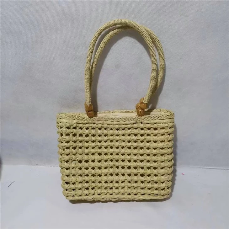Handmade Hollow Paille Beige fanm sak