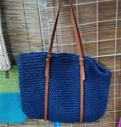 Blue Fashion fanm Paille sak