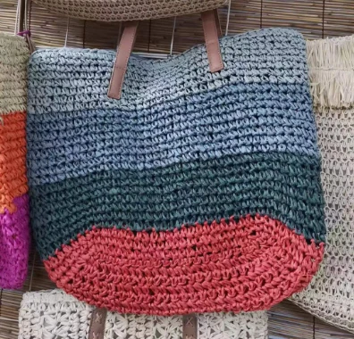 Multicolore Crochet Papye Natirèl Paille Bag