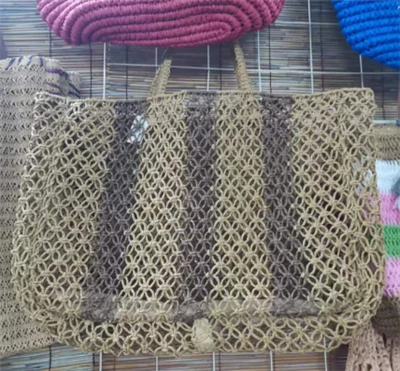 Brown Handwoven Big Hollow Fanm Tote Bag