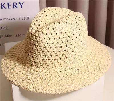 Flower Hollow Handmade Staw fanm chapo